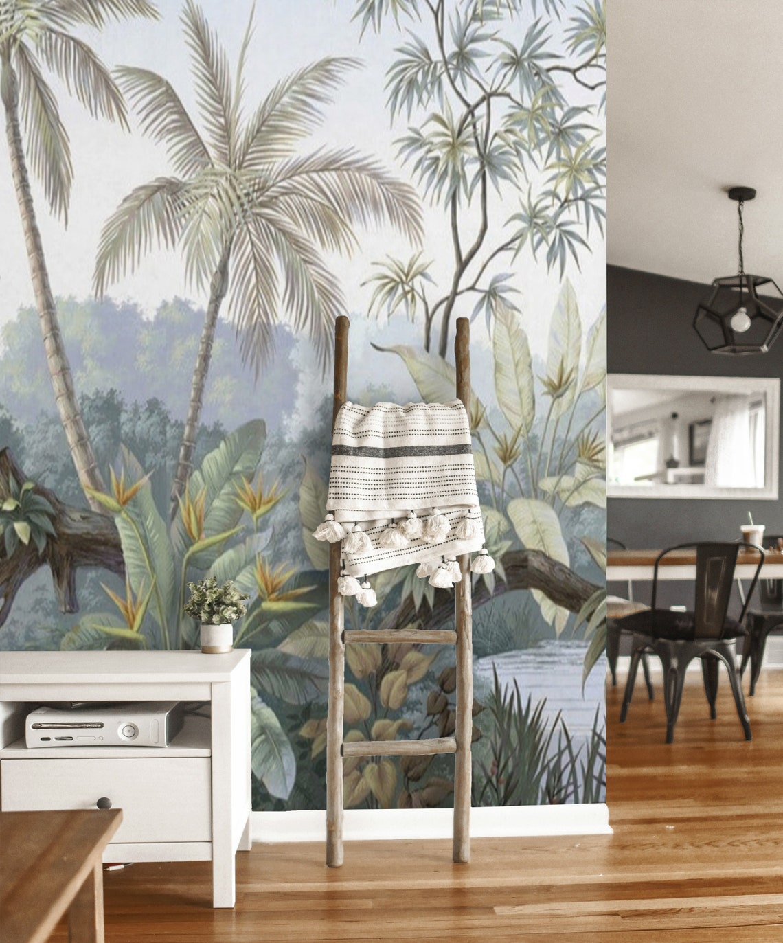 Tropical Wallpaper Mural Removable Jungle Wall Mural Peel and Etsy