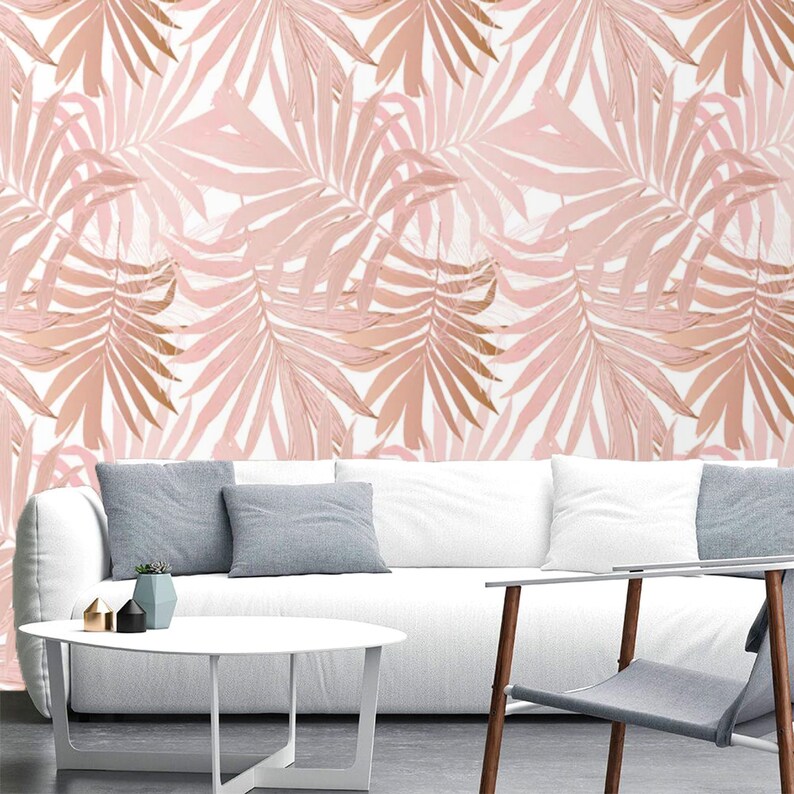 Wallpaper Palm Leaves Peel and Stick Removable or Traditional Etsy