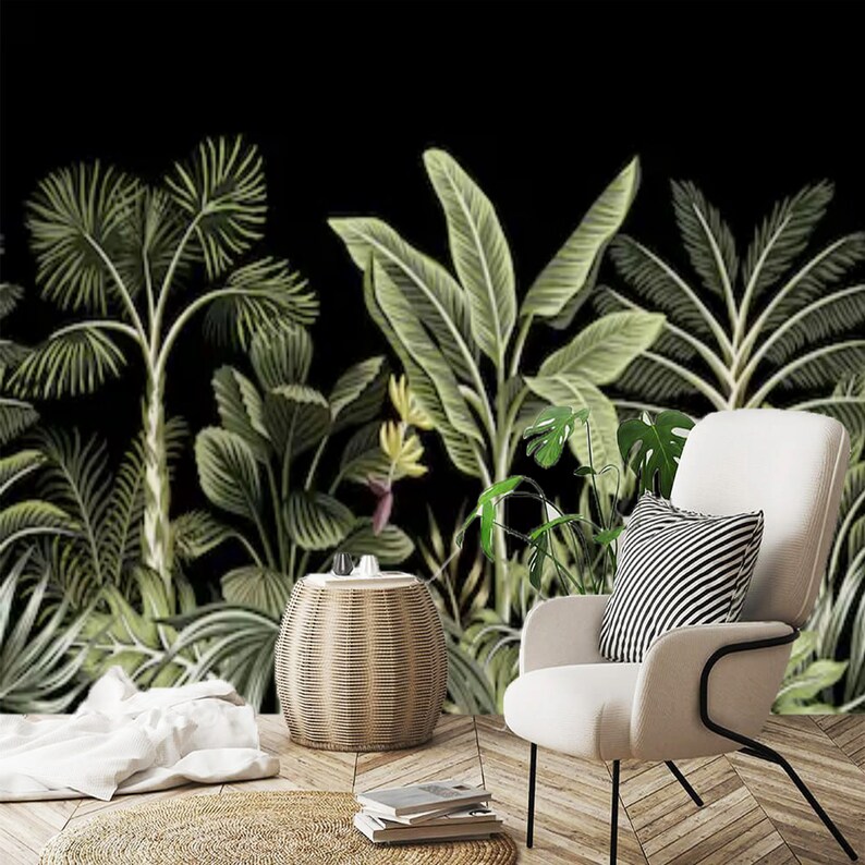 Tropical Wallpaper Jungle Wall Mural Removable Peel and Stick | Etsy