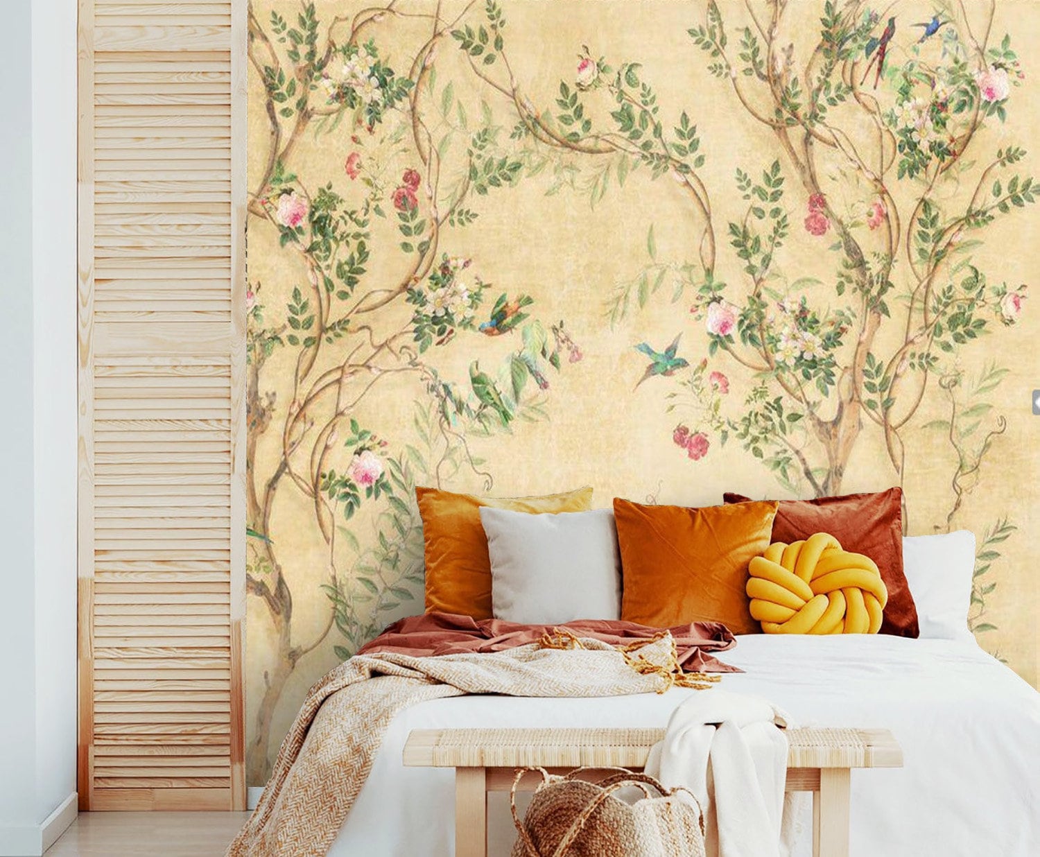 Chinoiserie Wallpaper Mural Peel and Stick Birds Tree Wall | Etsy UK