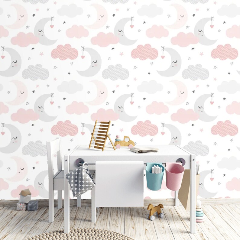 Wallpaper Nursery Girls Room Wallpaper Kids Peel and Stick | Etsy