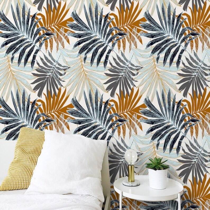 Removable Tropical Wallpaper Palm Leaves Peel and Stick ...