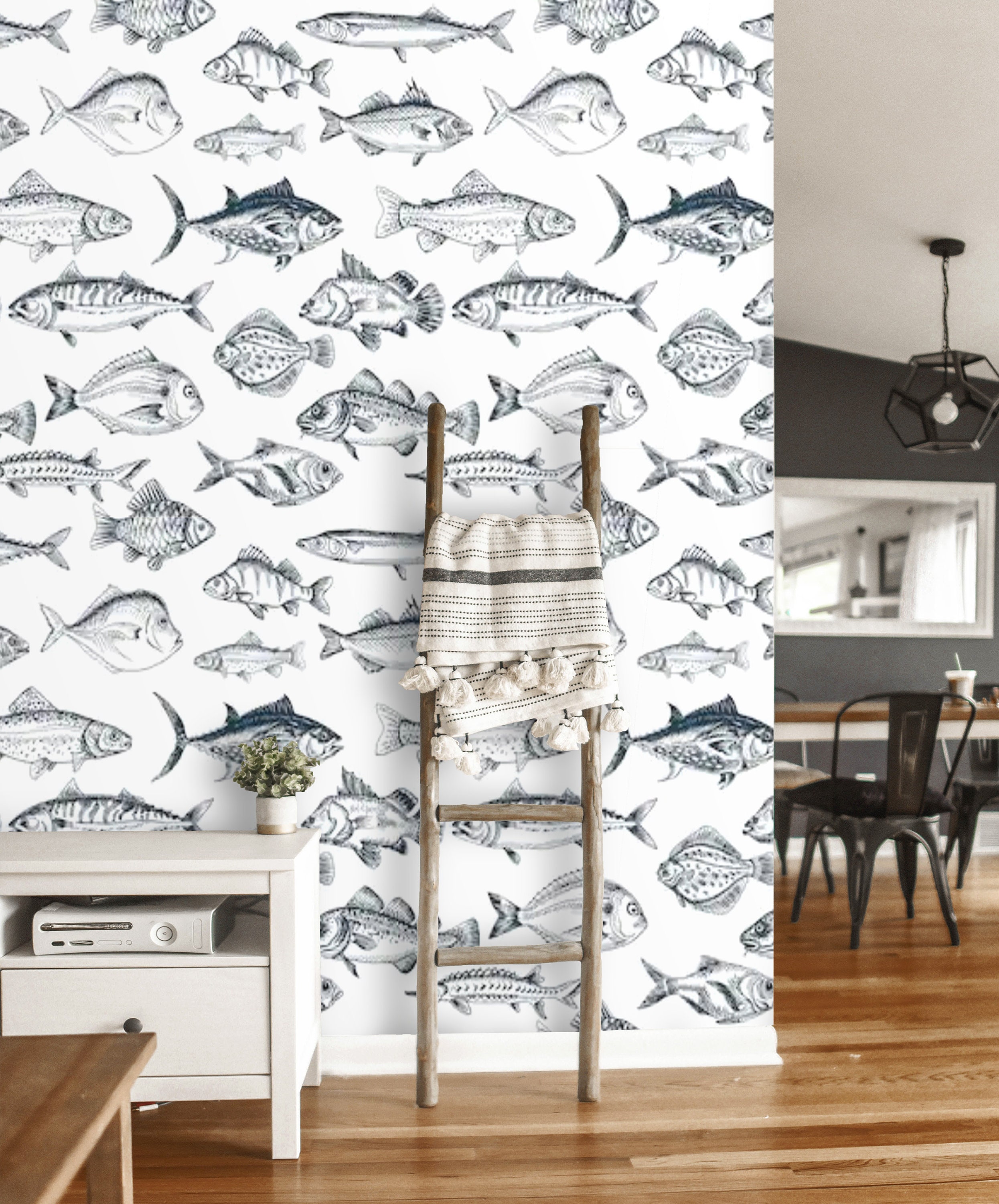 Fish Wallpaper Nautical Peel and Stick Wall Paper Removable or | Etsy