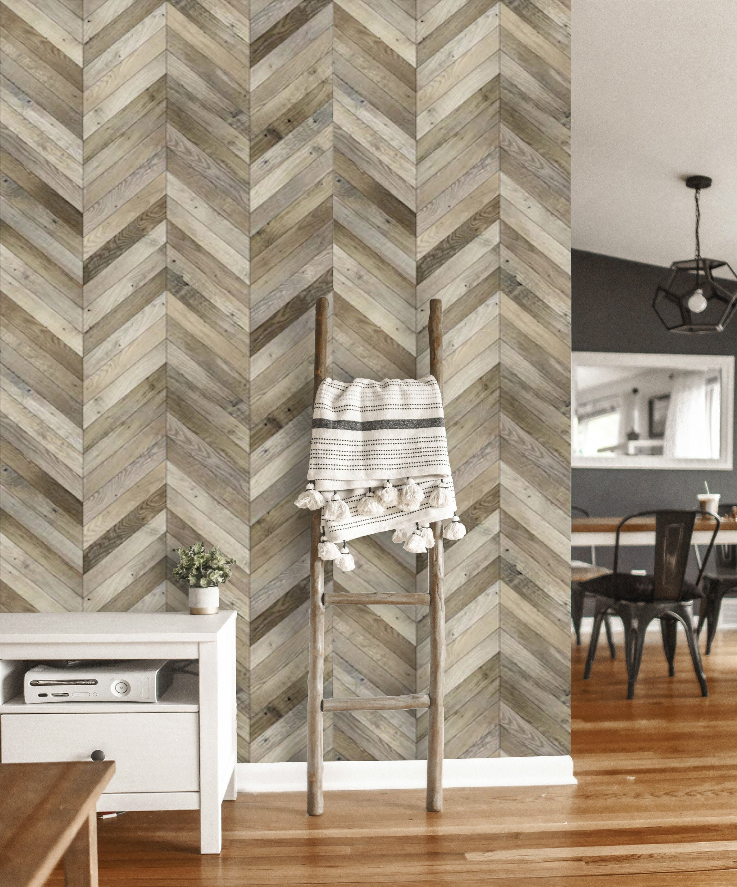 Herringbone Wood Wallpaper Peel and stick Removable Wallpaper | Etsy