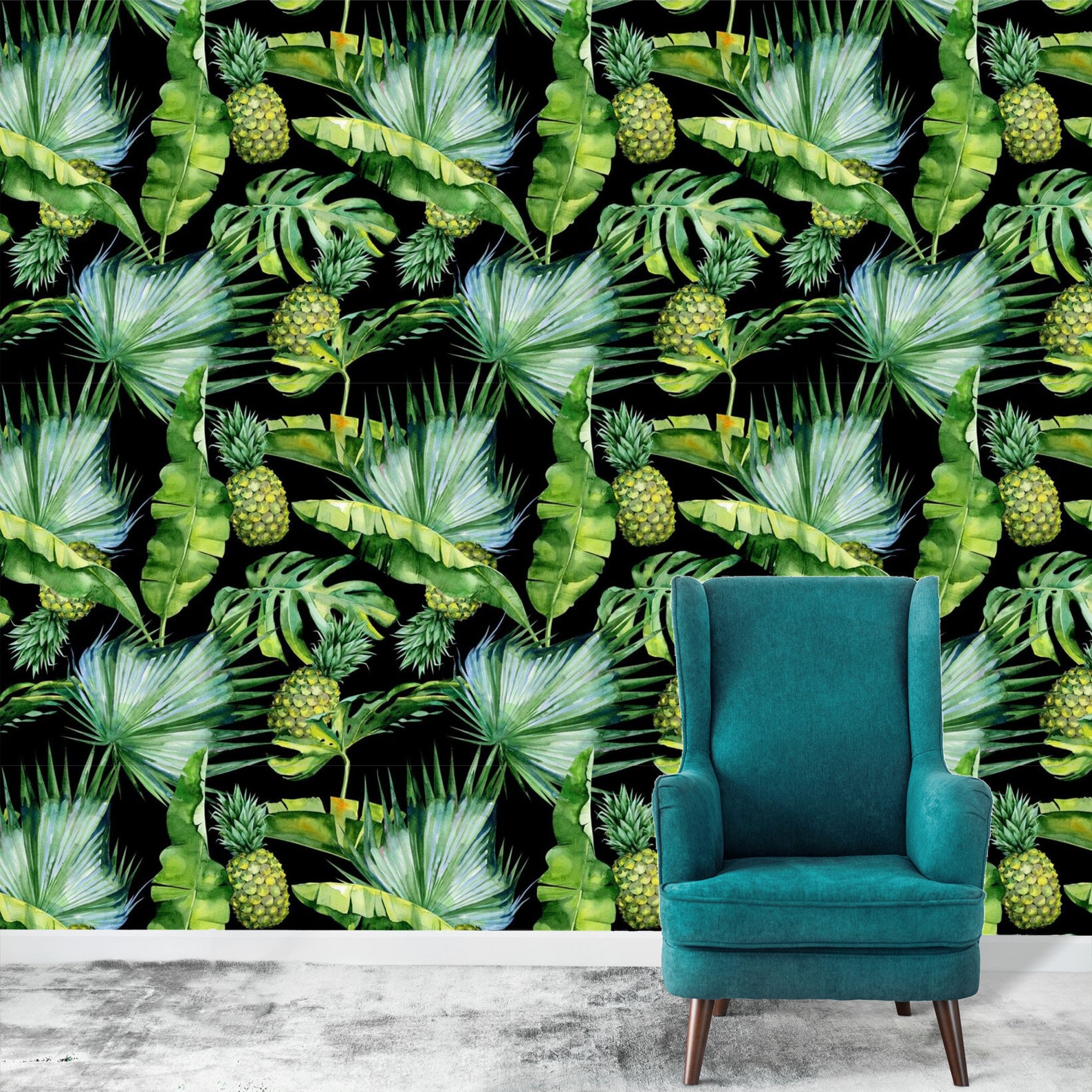 Wallpaper Banana Leaves Peel and stick Tropical Wall Paper | Etsy