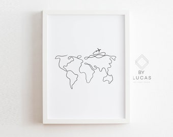 World Map Line Art Etsy World Map Line Art Etsy