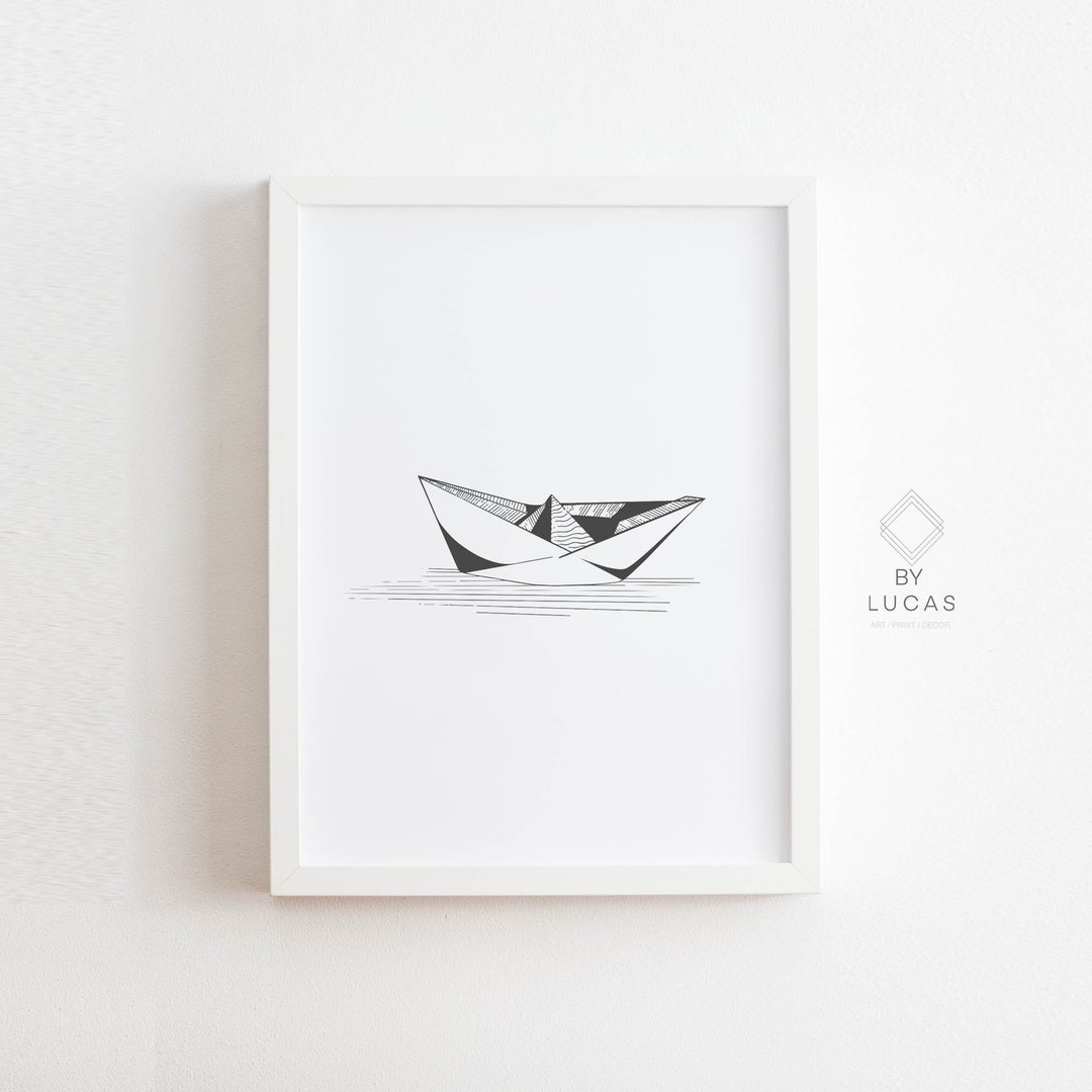 Paper Boat Printable JPEG Files Origami Craft Drawing Art Etsy