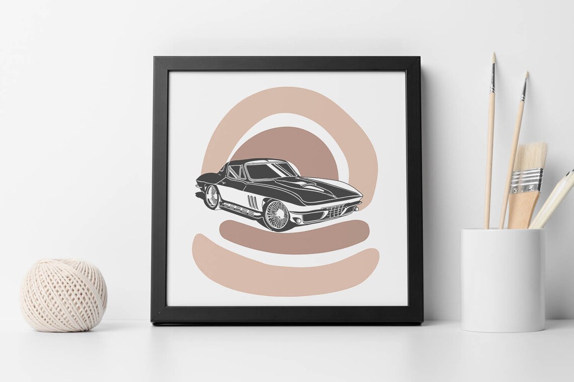 Car in the Sun Printable Classic Muscle Car Art Prints Etsy