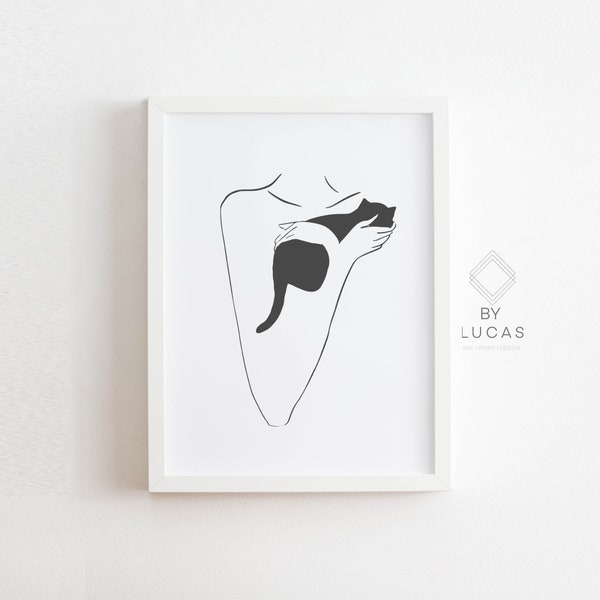 Abstract Cat Art Etsy