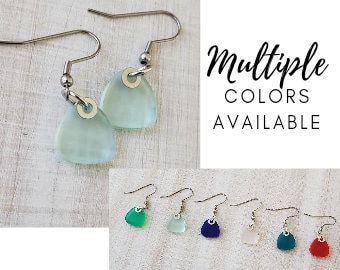 Boucles d'oreilles délicates en faux verre de mer