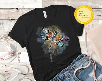 Dragonfly Shirts for Women Long Sleeve Crewneck Vintage Graphic Nature Art Insect Tees Tunic Loose Fall Tops