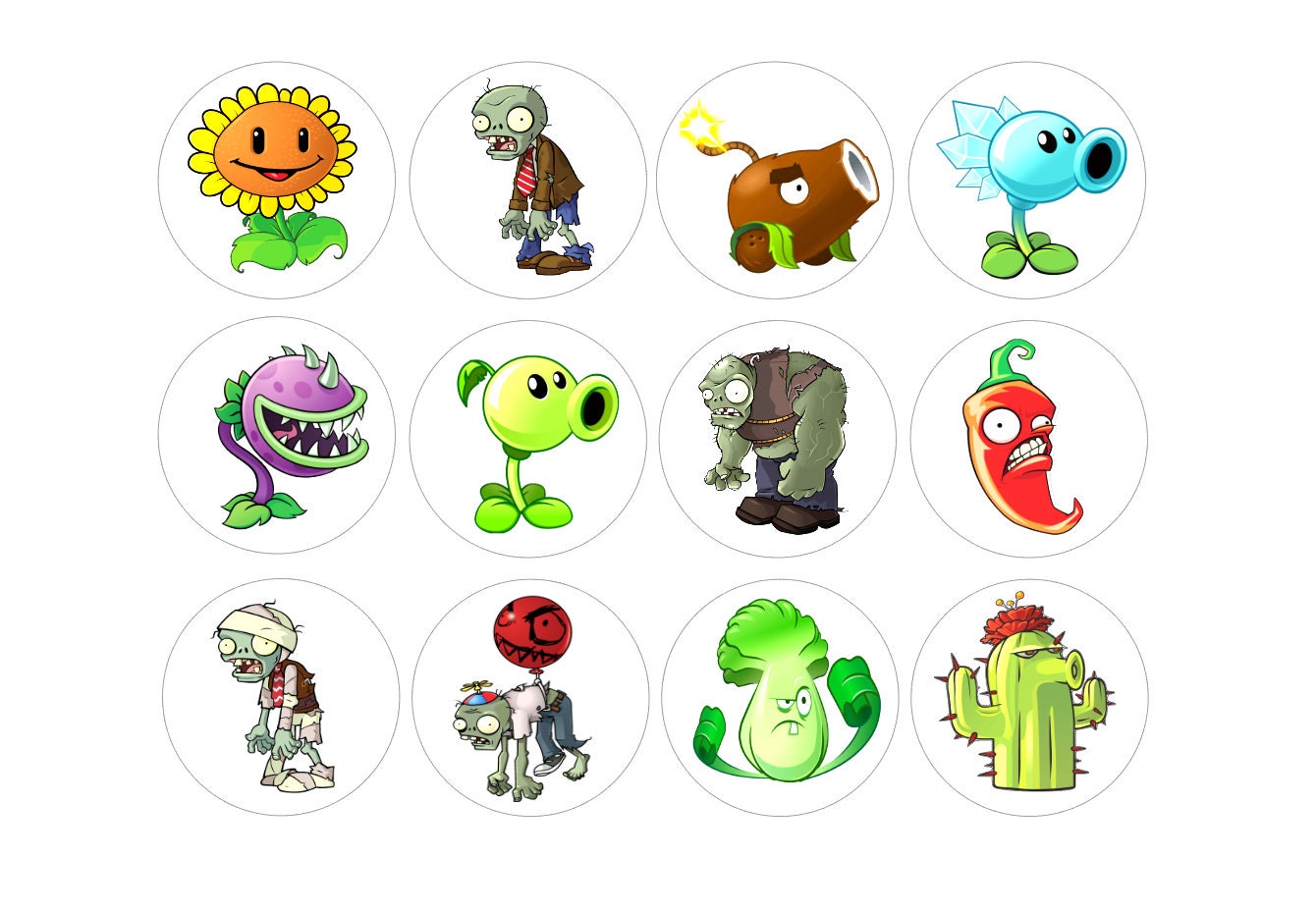 12 Plants Vs Zombies Edible Icing Cupcake Toppers PRE-CUT - Etsy Australia
