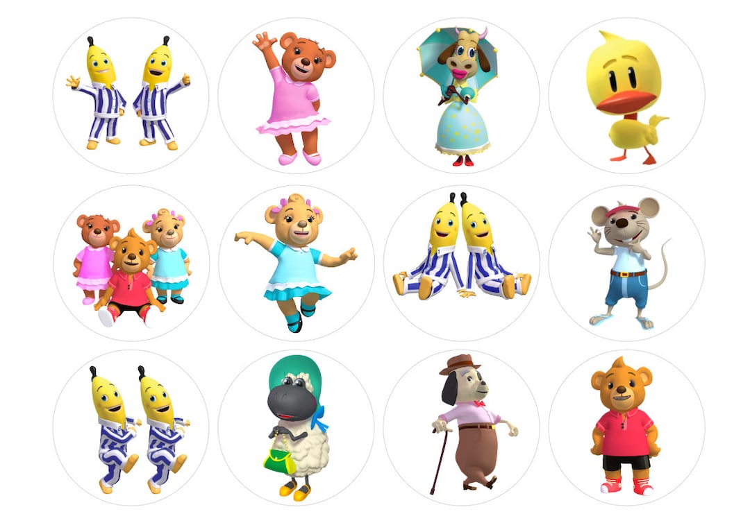 12 Bananas in Pyjamas Edible Icing Cupcake Toppers PRE-CUT - Etsy Australia