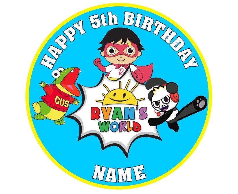 Ryans World Personalised Edible Icing Cake Topper 19cm PRE