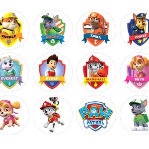 12 Paw Patrol Edible Icing Cupcake Toppers PRE-CUT