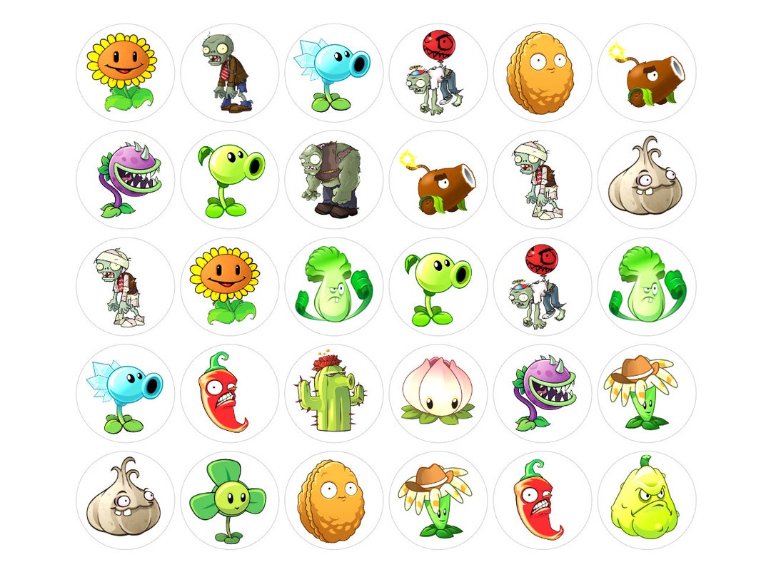 30 X Plants Vs Zombies Edible Icing Cupcake Toppers PRE-CUT to 3.5cm - Etsy