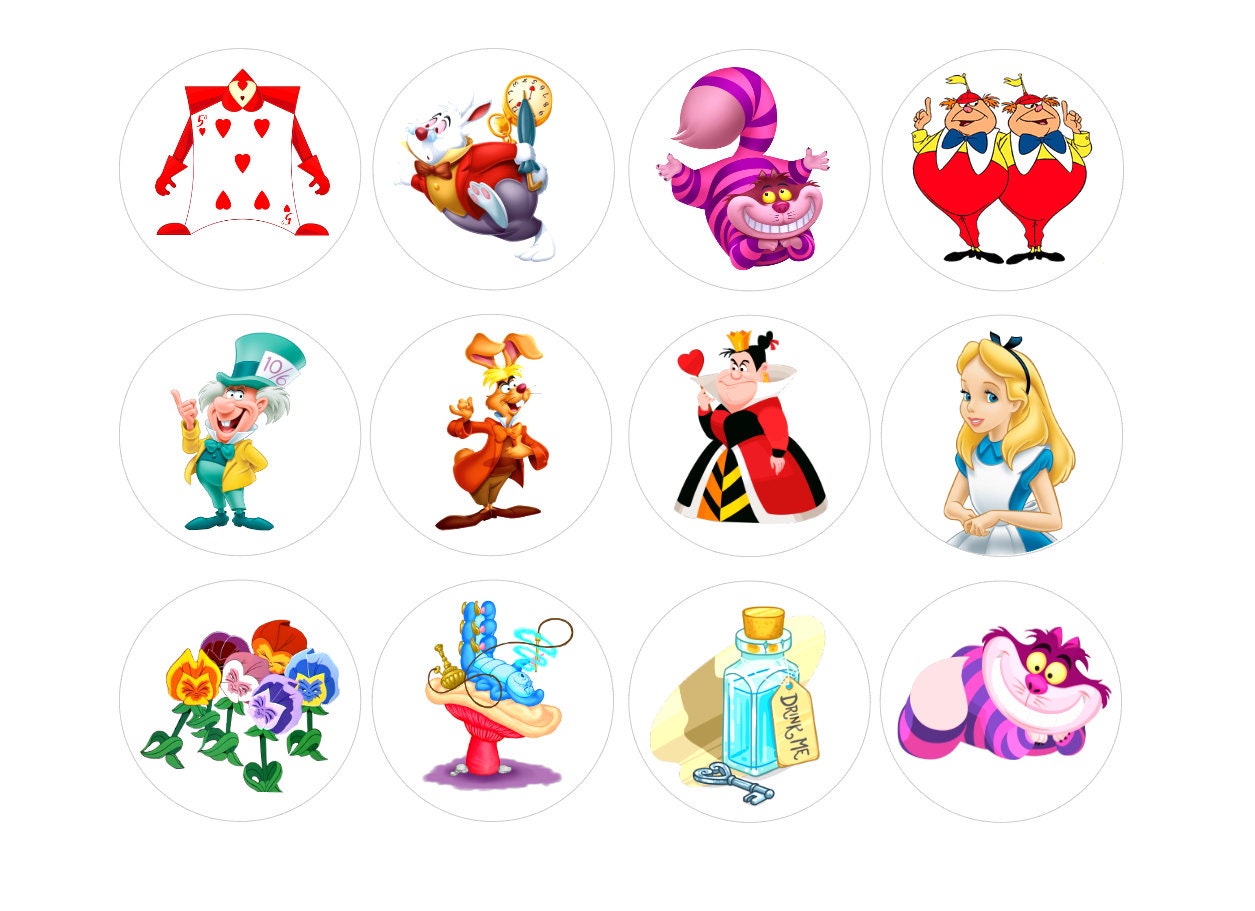 12 Alice in Wonderland Edible Icing Cupcake Toppers PRE-CUT - Etsy ...