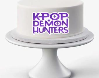 Kpop Demon Hunters Purple Edible Icing Cake Topper Logo PRE-CUT