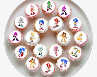35 x Sonic the Hedgehog Edible Icing Cupcake Toppers PRE-CUT to 3.5cm