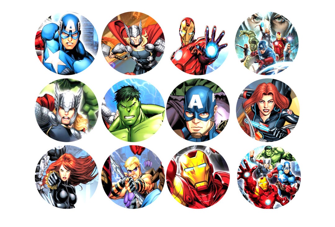 12 Avengers Edible Icing Cupcake Toppers PRECUT Etsy