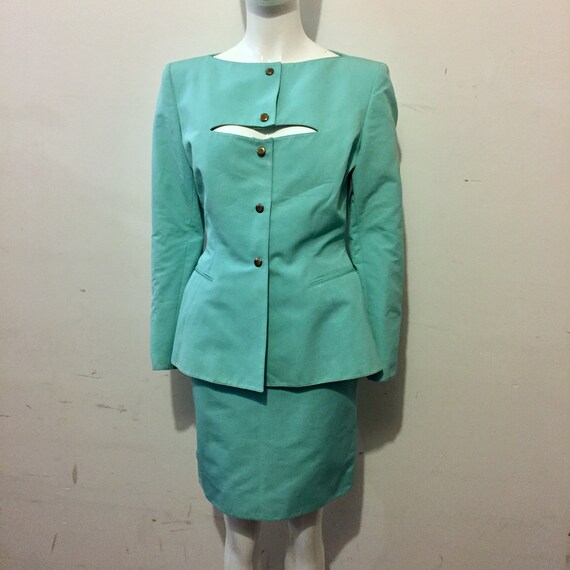 Claude Montana Late 80s Early 90s Modernist Aqua Powe Gem