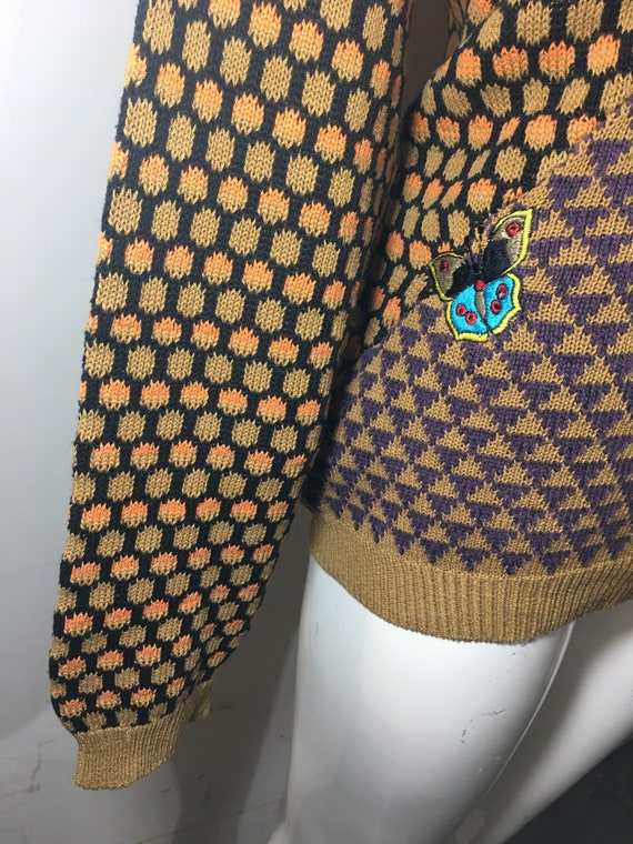 Kansai Yamamoto Vintage Striped Merino Wool Sweater Retro Colorful 80s