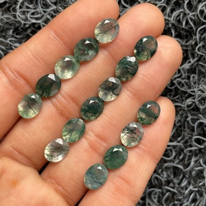 18 Pcs Lot Moss Agate Gemstone-Natural Moss Agate Oval Shape Cut Faceted-Size 7X9 mm-Loose Gems For Jewelry Making-A-465