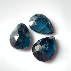 Teal Green Kyanite Gemstone-Natural Teal Green Moss Kyanite Pear Shape Rose Cut Flat Back Cabochon-Size 20X15 mm-A-76
