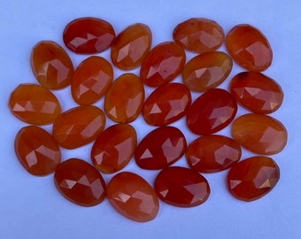 10 Pcs Lot Carnelian Gemstone-Natural Carnelian Gemstone-Carnelian Rose Cut Flat Back Cabochon-Carnelian Egg Shape-Size-14X10 MM-A-1098