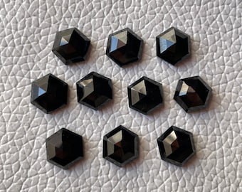 10 Pcs Lot Black Spinel Gemstone-Natural Black Spinel Step Cut Flat Back Hexagon Shape-Size 8X8 mm-Loose Gems For Jewelry Making-A-273
