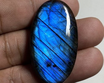 Cabujón único de labradorita azul brillante, labradorita de máxima calidad, cabujón ovalado liso, tamaño 45 x 25 mm - K-861