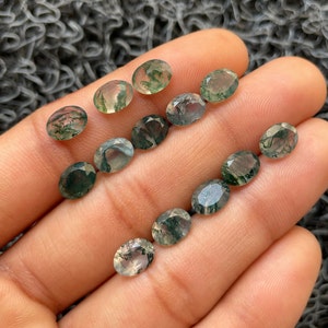 16 Pcs Lot Moss Agate Gemstone-Natural Moss Agate Oval Shape Cut Faceted-Size 8X6 mm-Loose Gemstone For Jewelry Making-A-457