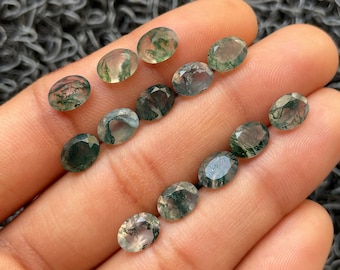 16 Pcs Lot Moss Agate Gemstone-Natural Moss Agate Oval Shape Cut Faceted-Size 8X6 mm-Loose Gemstone For Jewelry Making-A-457