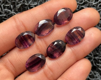 Lote de 6 gemas de fluorita biológica, fluorita natural tallada en rosa, forma ovalada, tamaño 14 x 10 mm, gemas sueltas para joyería, A-450