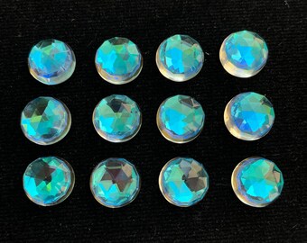 12 Pcs Lot Rainbow Quartz Gemstone-Rainbow Quartz Rose Cut Flat Back Cabochon-Rainbow Quartz Round Shape-Size 10X10 MM-Loose Gemstone-A-324