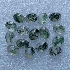15 Pcs Lot Moss Agate Gemstone-Natural Moss Agate Oval Shape Rose Cut Flat Back Cabochon-Size 5X7 mm-Loose Gems For Jewelry Making-A-1170
