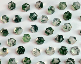 20 Pieces Lot Moss Agate Gemstone-Natural Moss Agate Faceted-Moss Agate Cut Faceted Hexagon Shape-Size 5X5 mm-Loose Gemstone-A-229