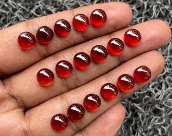 Lote de 10 piedras preciosas de granate hessonita - Granate hessonita natural, forma redonda, cabujón liso - Tamaño 8 x 8 mm - Piedras sueltas para joyería - A-1363