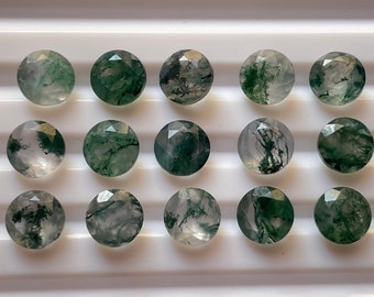 20 Pieces Lot Moss Agate Gemstone-Natural Moss Agate Faceted-Moss Agate Cut Faceted Round Shape-Size 6X6 mm-Loose Gemstone-A-337