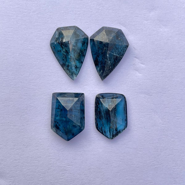 Perfect Pairs Teal Green Kyanite Gemstone-Natural Teal Green Moss Kyanite Step Cut Flat Back Fancy Shape Cabochon-Size 15-13 mm-A-183