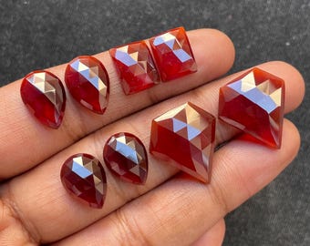 Lote de 4 pares de granates hesonita naturales, corte rosa, parte trasera plana, formas variadas, tamaño 12-21 mm, piedras sueltas para joyería, A-1343