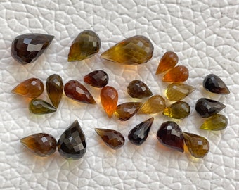 Lot de 25 pierres précieuses de tourmaline - Tourmaline naturelle multy taillée en forme de goutte à facettes - Taille 9-5 mm - Pierre non sertie pour la fabrication de bijoux - A-667