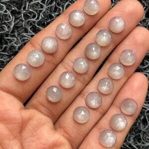 14 Pcs Natural Grey Moonstone Cabochon Gemstone, Grey Moonstone Round Shape, Rose Cut Size 8X8 mm,Jewelry Making Gemstone A-953