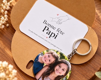 Porte-clés photo personnalisé Papi, cadeau fête des grands-pères, porte-clé avec photo, cadeau Papi personnalisé, souvenir famille