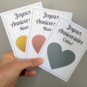 Carte d'anniversaire à gratter avec message à faire découvrir, annonce grossesse originale, demande témoin de mariage, carte personnalisée