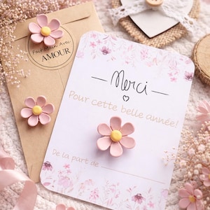 Bedankkaartje + bloemenmagneet, eindejaarsgeschenk voor de leerkracht, cadeau voor de oppas, cadeau voor de onderwijsassistent, eindecontractcadeau, cadeau voor de crèche, gepersonaliseerd kaartje