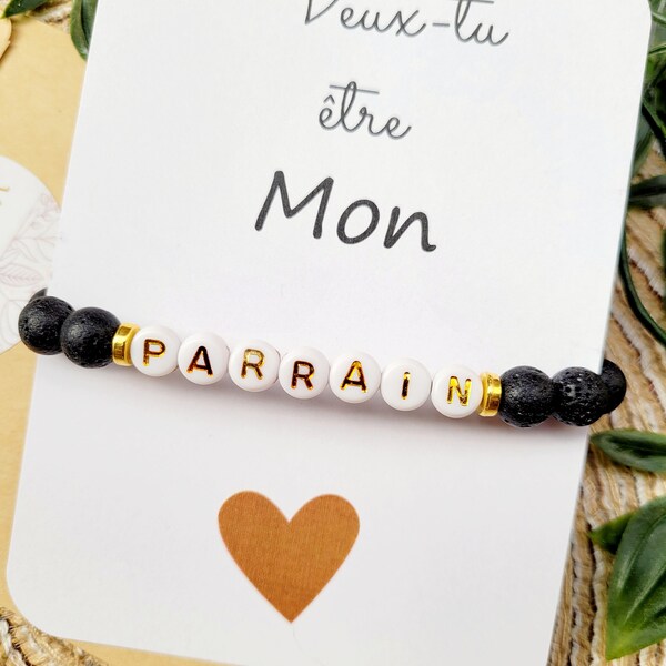 Bracelet Veux-tu être mon parrain? demande parrain original, cadeau personnalisé, baptême, anniversaire...