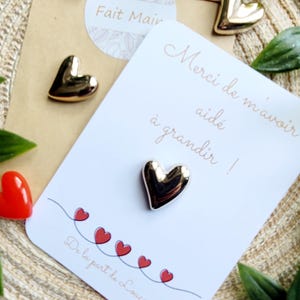 Aimant cœur, cadeau maitresse fin d'année, cadeau nounou, cadeau atsem, fin de contrat, cadeau crèche, carte personnalisée
