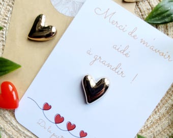 Heart-shaped magnet, end-of-year teacher gift, nanny gift, teaching assistant gift, end-of-contract gift, nursery gift, personalized card