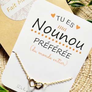 Carte avec bracelet pour nounou, fin de contrat, anniversaire....